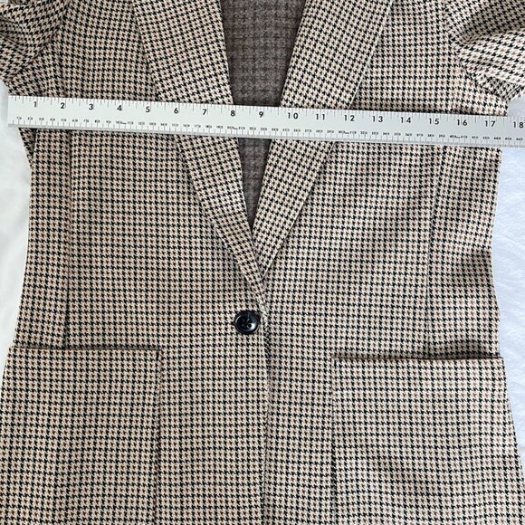 H&M Women’s Brown Plaid Blazer Button Pockets, Size 2, - Picture 12 of 13